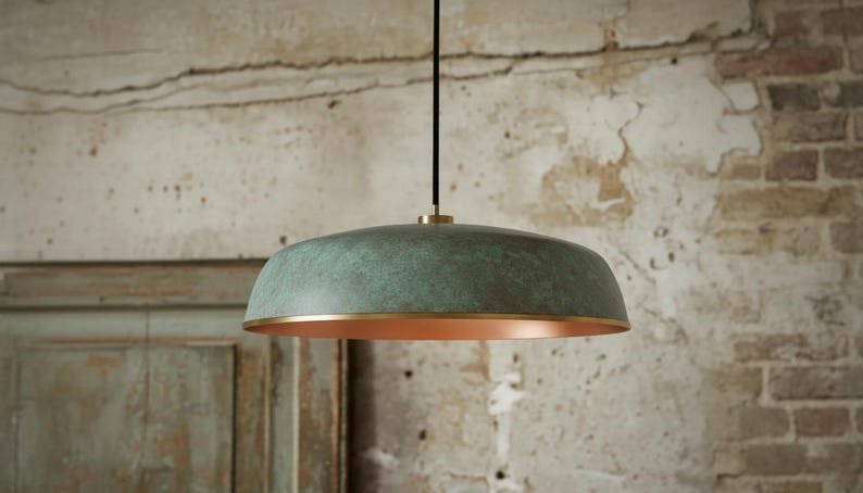 products-DiningRoomLight4.jpg Copper Dome Lamp Patina, Patina Rustic Hanging Lamp, Handmade Green Patina Light, Dining Room Light Fixture, Bohemian Home Decor