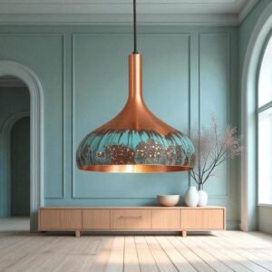 Handmade Green Patina Copper Dome Pendant Light: Rustic Chandelier