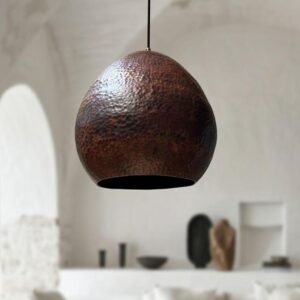 Handmade Hammered Copper Dome Pendant Light - Farmhouse Kitchen Lighting