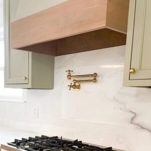 Brass Pot Filler Faucet for Kitchen Stove - Wall Mounted 360 Swivel Folding Faucet Stretchable Double Joint Swing Arm with Two Handles