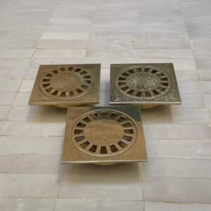Solid Brass Floor Drain Cover | Handmade Brass Shower Drain | Antique Brass Tile Drain | Square Metal Drain Cover | Bathroom Hardware