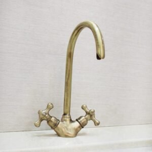 Handcrafted Brass Kitchen Faucet, Oil Rubbed Bronze finish, Single Hole, Dual Handles