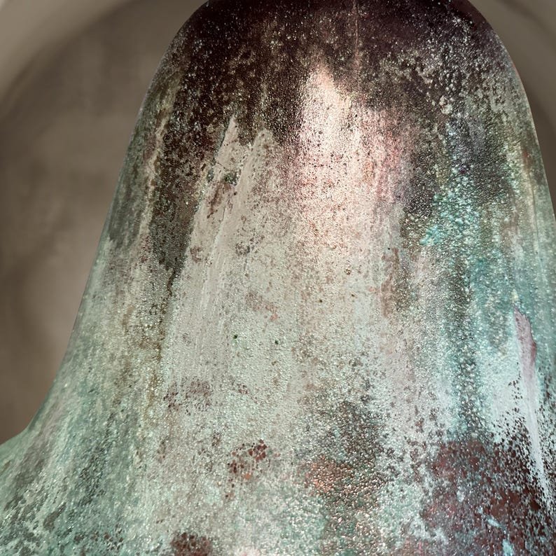 products-FarmhouseKitchenCeilingLampFixture1.jpg Handmade Oxidized Bell Shaped Copper Pendant Light, Green Patina Copper Dome Pendant Light, Farmhouse Kitchen Ceiling Lamp Fixture - Image 6