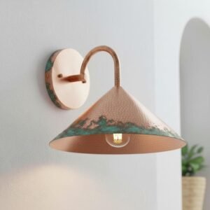 Handmade Rustic Copper Lamp, Wall Sconce Lighting, Industrial Copper Wall Light, Lamp Copper With Green Patina Edge, Farmhouse Wall Sconce