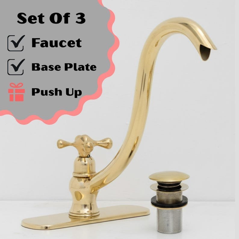 S-Shape Brass Faucet, Elegant Curved Design, Cold Water or Filtered Water Tap - Image 6