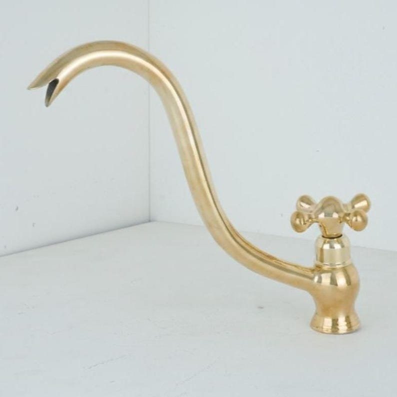 S-Shape Brass Faucet, Elegant Curved Design, Cold Water or Filtered Water Tap - Image 5