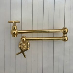 Solid Brass Pot Filler Kitchen Faucet: Deck Mount, Flat Handles