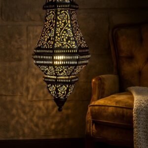 Handcrafted Metal Lantern: Moroccan Floral Cutwork Hanging Lamp