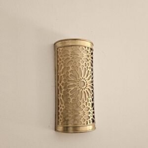 Moroccan Brass Wall Sconce: Handmade Geometric Lamp