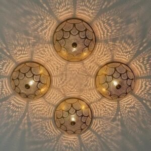 Handmade Moroccan Brass Ceiling Light: Geometric Wall Sconce