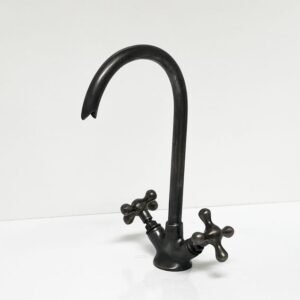 Gooseneck Bathroom Sink Faucet , Matte Black Bathroom Faucet, Brass Vanity Faucet
