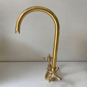 Unlacquered Brass Bathroom Faucet ,Solid Brass Gooseneck Faucet For Sink