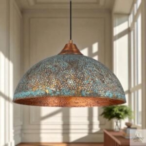 Industrial Copper Pendant Light, Green Patina Copper Pendant Light, Oxidized Copper Island Kitchen Lighting, Rustic chandelier