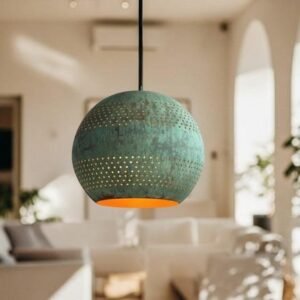 Handmade Moroccan Copper Pendant Light: Hammered Dome Ceiling Lamp
