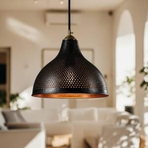 Handmade Moroccan Copper Pendant Light: Hammered Metal Dome Lamp