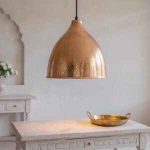 Handmade Moroccan Copper Dome Pendant Light: Hammered Rustic Lighting