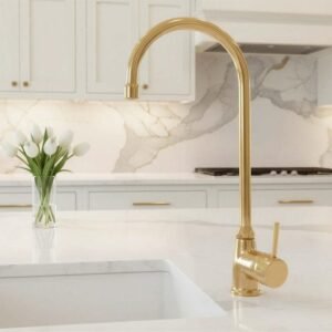 Unlacquered Brass Kitchen Faucet: Solid Single Handle Mixer