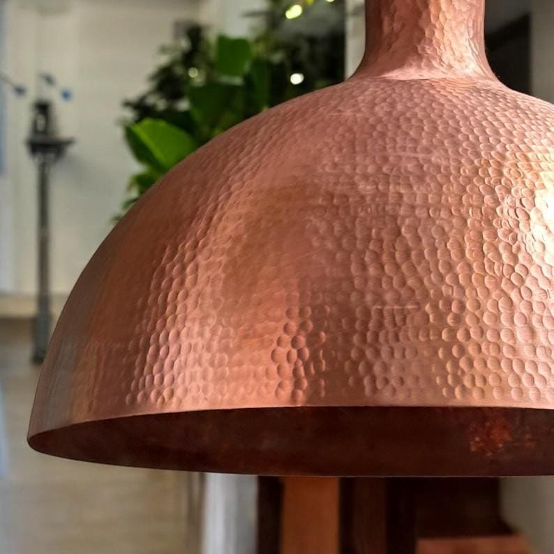 products-HandmadeHammered2.jpg Handmade Hammered Copper Dome Pendant Light: Farmhouse Kitchen Lighting - Image 6