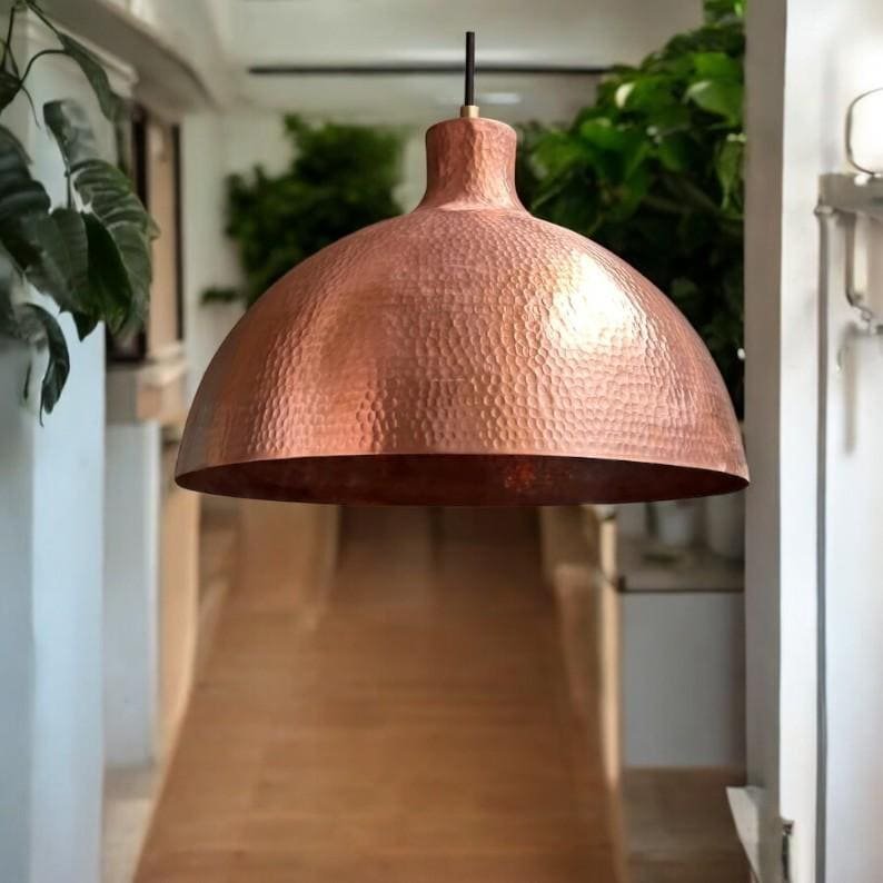 products-HandmadeHammered4.jpg Handmade Hammered Copper Dome Pendant Light: Farmhouse Kitchen Lighting - Image 2