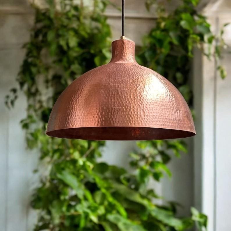 products-HandmadeHammered6.jpg Handmade Hammered Copper Dome Pendant Light: Farmhouse Kitchen Lighting - Image 9