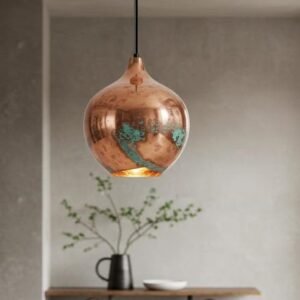 Handmade Rustic Copper Pendant Light, Ceiling Copper Hanging Lighting, Copper Lamp, Green Patina Light, Oxidized Copper Ceiling Light