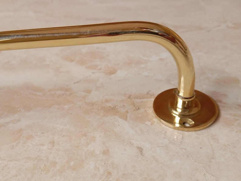 products-HandmadeTowelRod1.jpg Unlacquered Brass Towel Bar, Handmade Towel Rod, Bathroom Towel Hanger, Vintage Towel Holder - Image 3