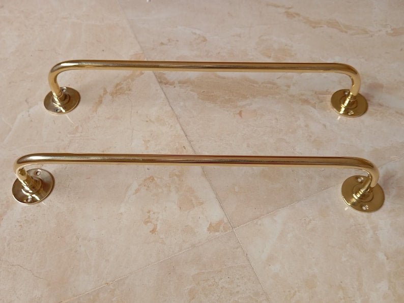 products-HandmadeTowelRod4.jpg Unlacquered Brass Towel Bar, Handmade Towel Rod, Bathroom Towel Hanger, Vintage Towel Holder - Image 2