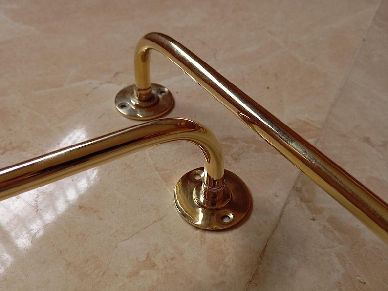 products-HandmadeTowelRod6.jpg Unlacquered Brass Towel Bar, Handmade Towel Rod, Bathroom Towel Hanger, Vintage Towel Holder - Image 6
