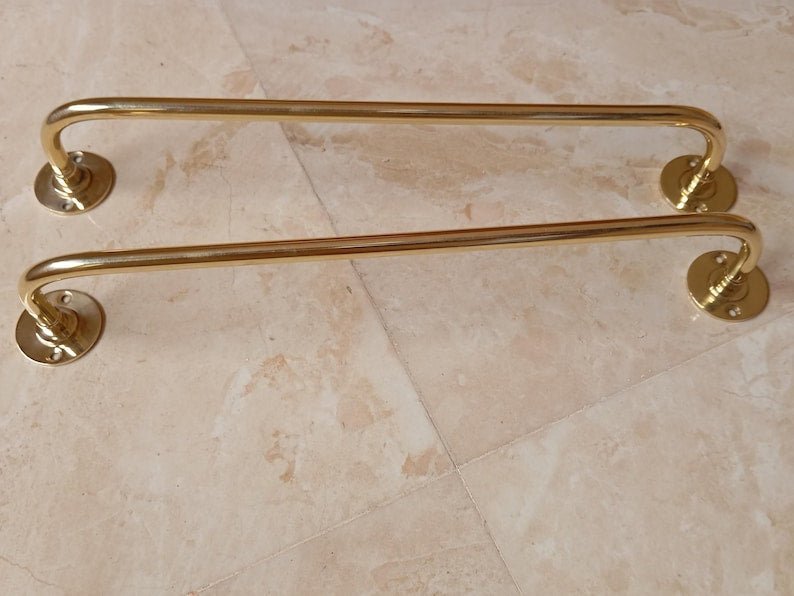 products-HandmadeTowelRod7.jpg Unlacquered Brass Towel Bar, Handmade Towel Rod, Bathroom Towel Hanger, Vintage Towel Holder - Image 7