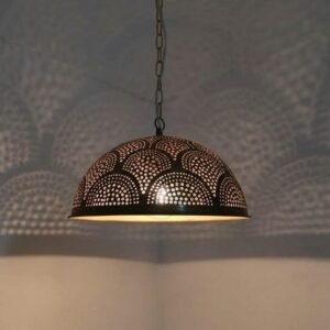 Handcrafted Moroccan Brass Dome Pendant Lamp: Boho Hanging Light