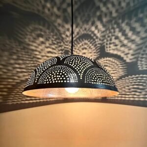 Moroccan Hanging Lamp – Copper Dome Pendant Light Fixture for Ceiling Decor