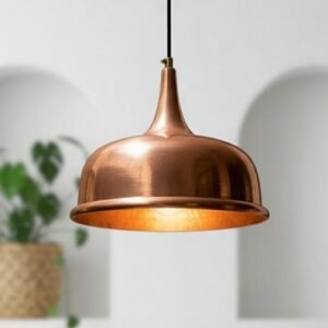 Handmade Copper Dome Pendant Light: Perforated Moroccan Hanging Lamp