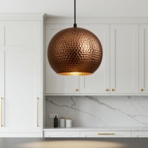 Hammered Copper Dome Pendant Lamp: Industrial Kitchen Lighting