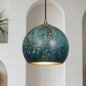 Oxidized Copper Dome Pendant Lamp, Ceiling Dome Lamp, Hanging Light, Rustic decor, Copper Industrial light, Kitchen Island Light blue patina