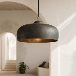 Patina Dome Pendant Light: Brass Farmhouse Kitchen Lighting