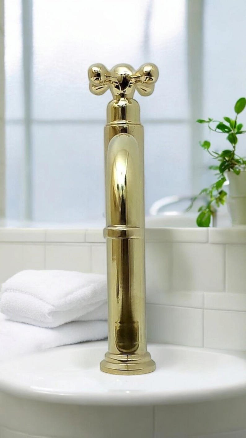 products-L-ShapeSingleHandle6.jpg Unlacquered Brass Bathroom Faucet: L-Shape Single Handle Vanity Faucet - Image 8