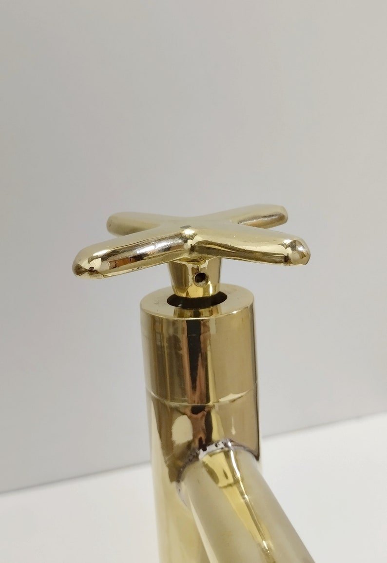products-L-ShapeSingleHandle7.jpg Unlacquered Brass Bathroom Faucet: L-Shape Single Handle Vanity Faucet - Image 3