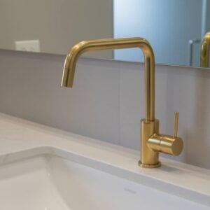 Unlacquered Brass Bathroom Faucet: Single Hole Lever Tap