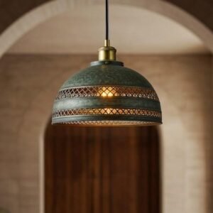 Handmade Brass Dome Pendant Light: Antique Patina Finish