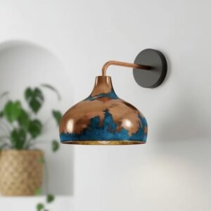Rustic Copper Wall Sconce, Handmade Rustic Blue Patina Lighting Copper, Industrial Copper Lamp, Light Wall Blue Fixture