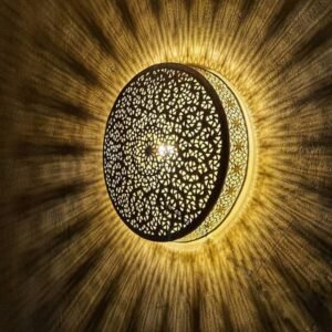 Moroccan Wall & Ceiling Lamp –Moorish Wall Sconce–Handmade Brass Light -Geometric Pattern – Home Decor Lighting–Bedroom, Living Room,Hallway