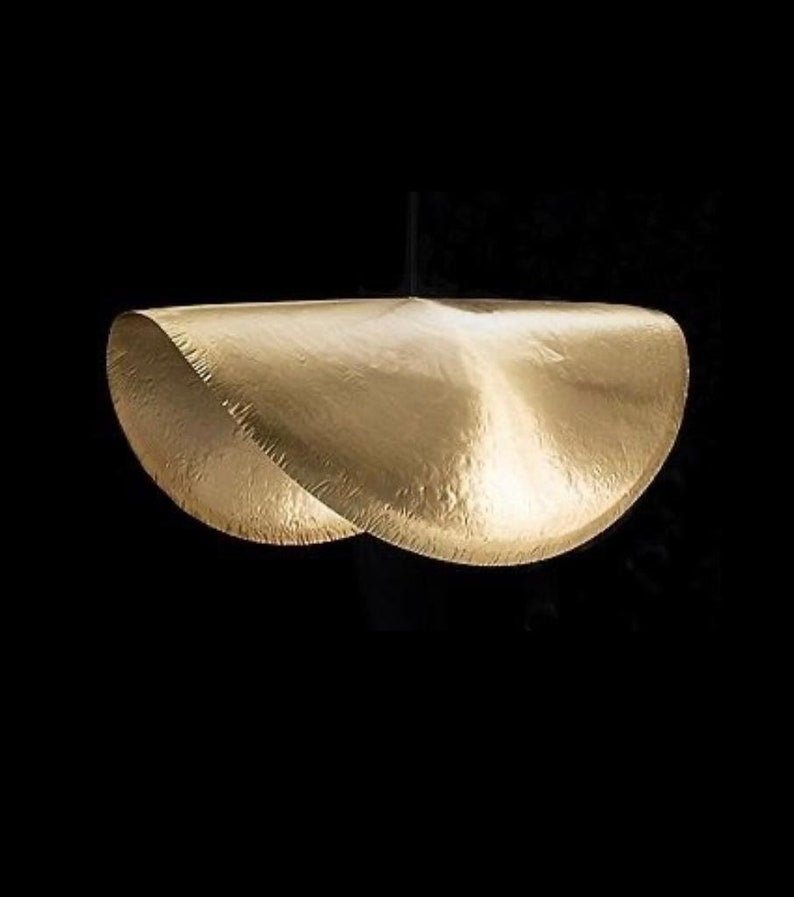 products-Lotuslamppendantlight2.jpg Gold Leaf Pendant Light, hammered Brass Light Fixture, Lotus lamp pendant light - Image 2