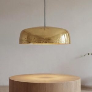 Handmade Brass Dome Pendant Light: Moroccan Minimalist Ceiling Lamp