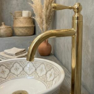 Brass Faucet – Unlacquered Tall Tap – Moroccan Bathroom Mixer