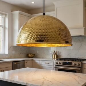 Handmade Brass Dome Pendant Light: Moroccan Modern Ceiling Lamp