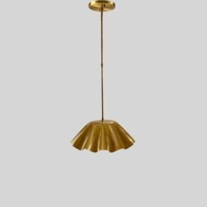 Handmade Brass Chandelier: Fluted Gold Pendant Light, Modern Lighting