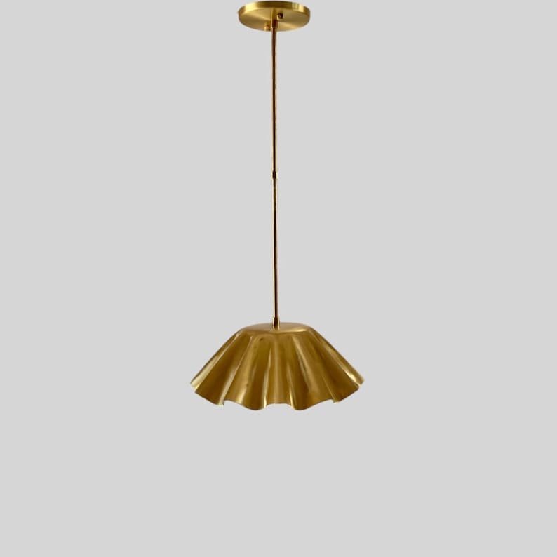 products-ModernLighting1.jpg Handmade Brass Chandelier: Fluted Gold Pendant Light, Modern Lighting