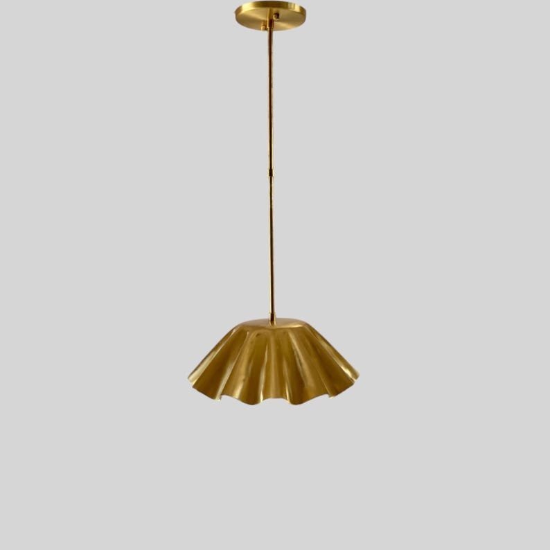 products-ModernLighting2.jpg Handmade Brass Chandelier: Fluted Gold Pendant Light, Modern Lighting - Image 2