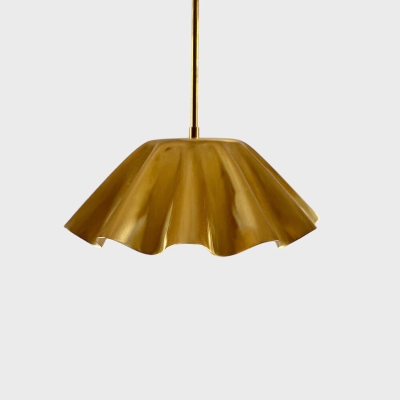 products-ModernLighting3.jpg Handmade Brass Chandelier: Fluted Gold Pendant Light, Modern Lighting - Image 3