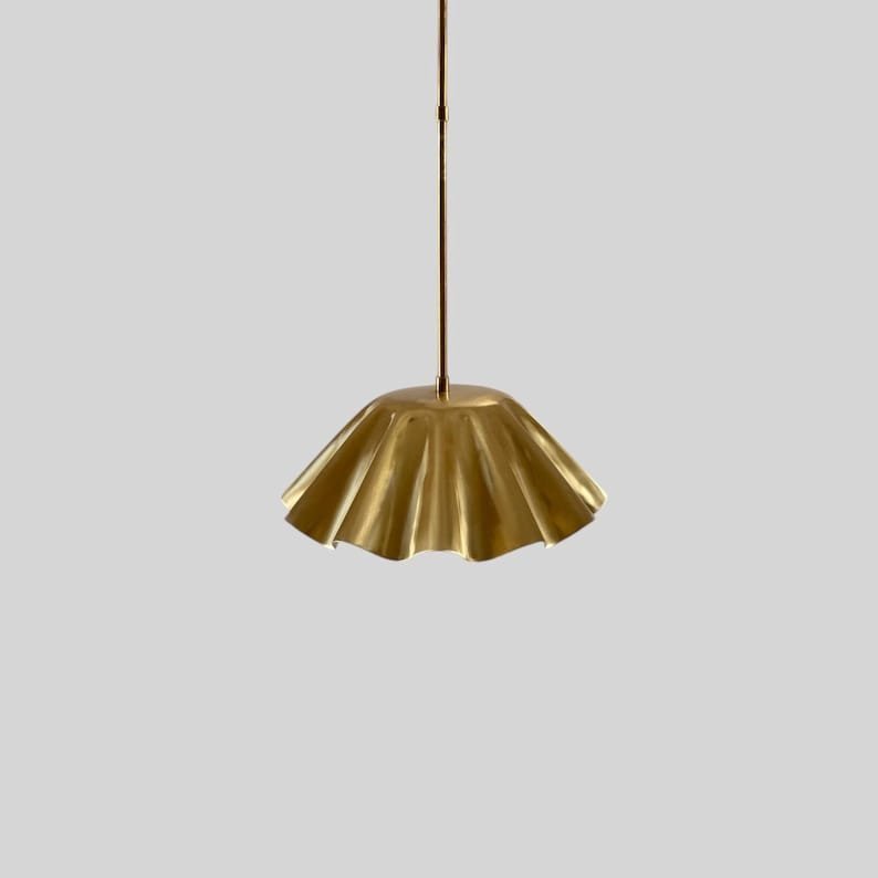 products-ModernLighting4.jpg Handmade Brass Chandelier: Fluted Gold Pendant Light, Modern Lighting - Image 4